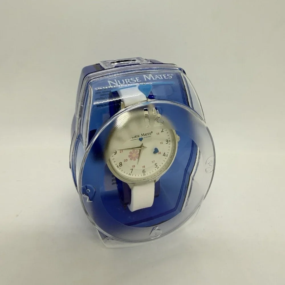 Nurse Mates Military Time nurse watch water-resistant Silicone strap - White